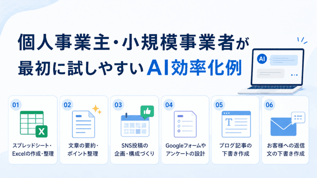 個人事業主・小規模事業者が最初に試しやすいAI効率化例