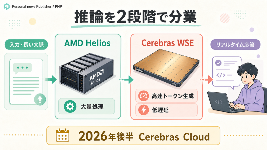 AMD HeliosとCerebras WSEがAI推論を分担する図解