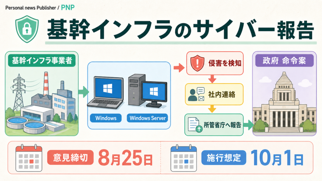 重要インフラのサイバー侵害報告とWindows系指定案の図解