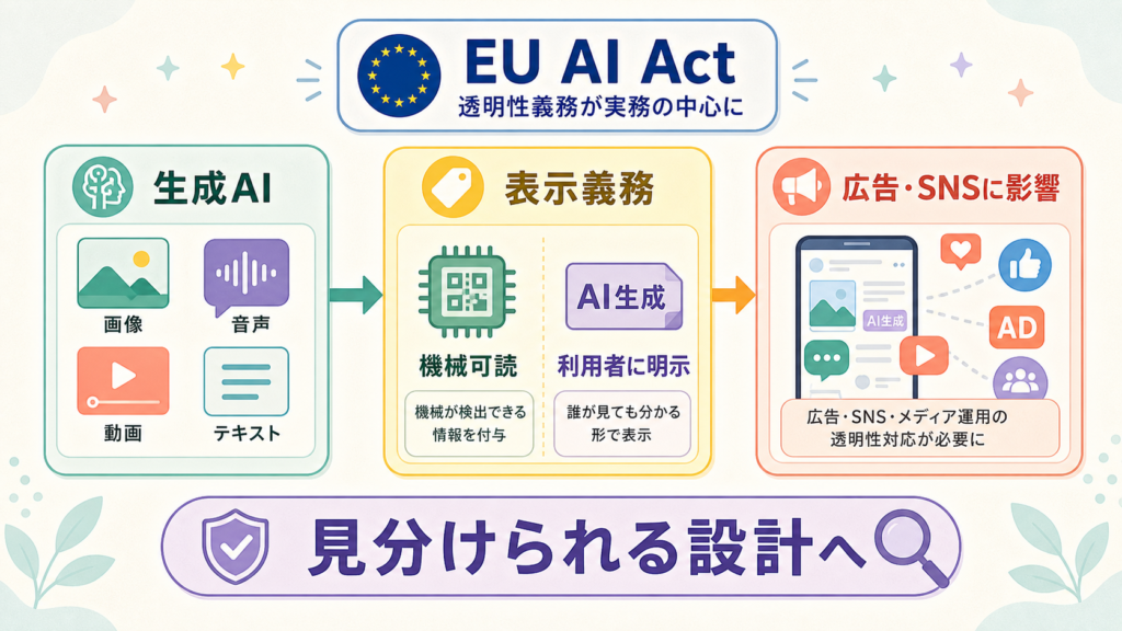 EU AI Act、AI生成コンテンツ表示義務が実務段階への図解