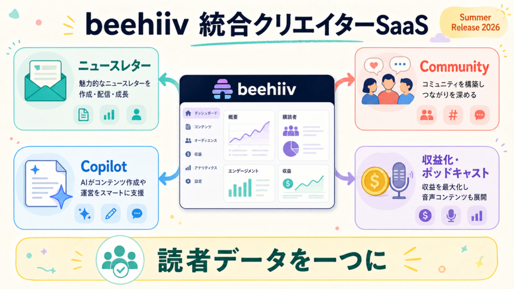 beehiivがクリエイター業務を統合する流れの図解