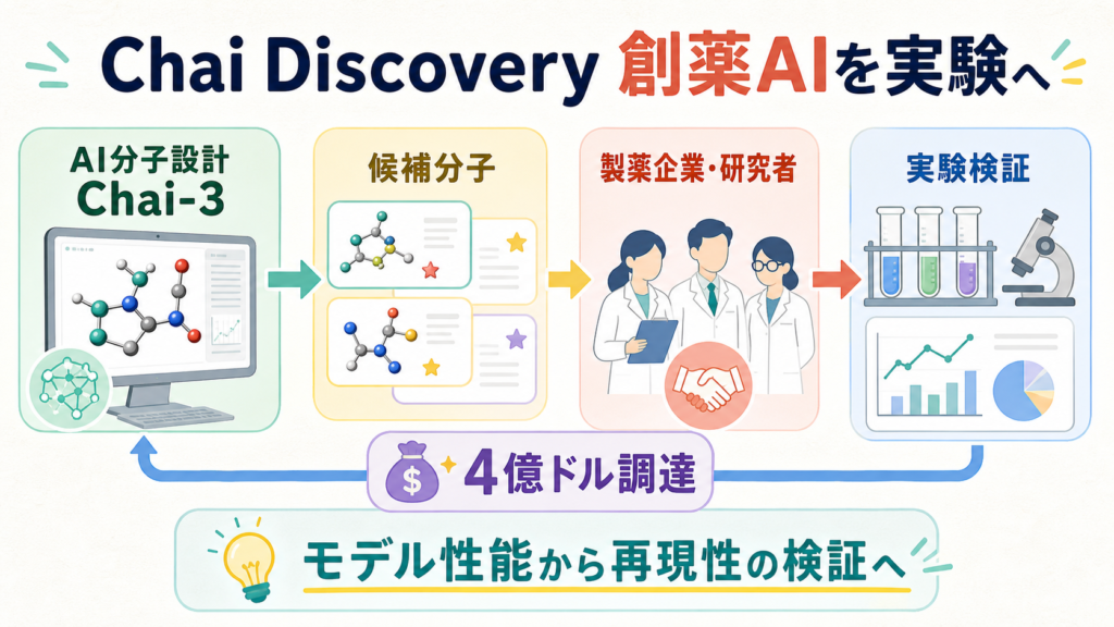 Chai DiscoveryのAI分子設計から実験検証までの図解
