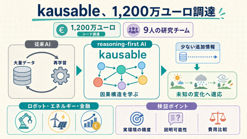 kausableが因果推論と少量データで環境変化へ適応するAIを開発する図解