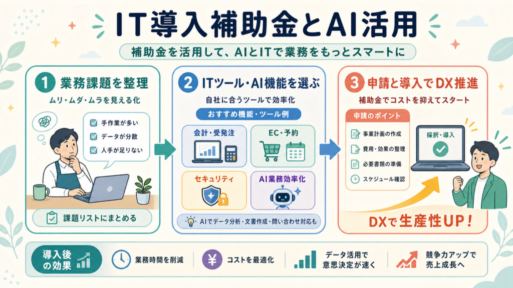 デジタル化・AI導入補助金、AIツール導入の入口にの図解