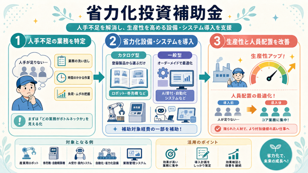 省力化投資補助金、人手不足対策の現実策にの図解