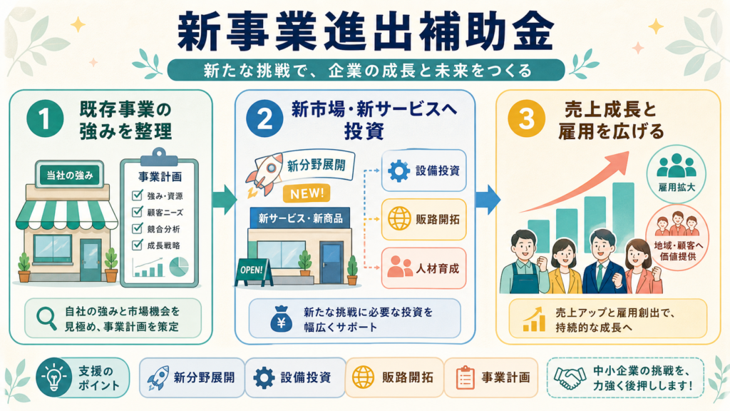 新事業進出補助金、成長投資の選択肢にの図解