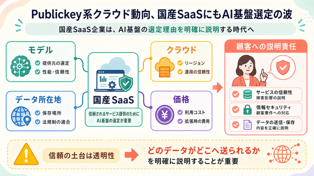Publickey系クラウド動向、国産SaaSにもAI基盤選定の波の図解