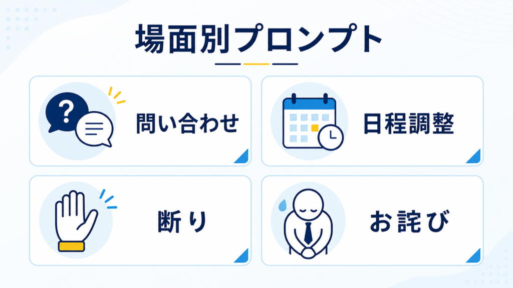 問い合わせや日程調整など場面別のメール返信プロンプト