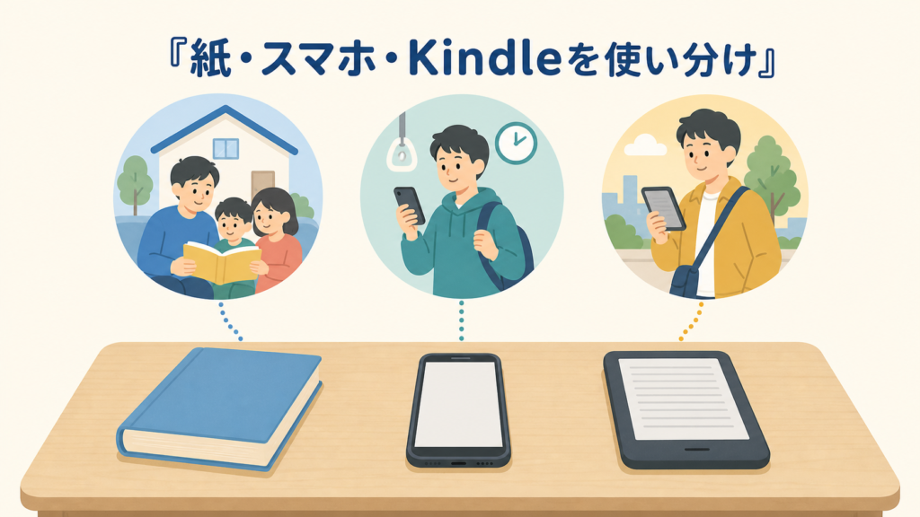 紙・スマートフォン・Kindle端末の使い分け