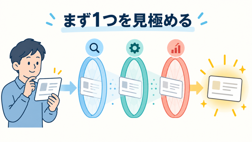 まず1つの手作業を3つの軸に当ててみる