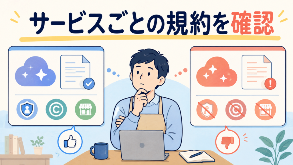 生成AIサービス自体の利用規約も確認する