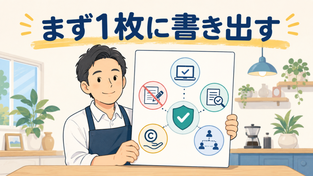 まとめ｜まず5項目を、A4一枚に書き出す